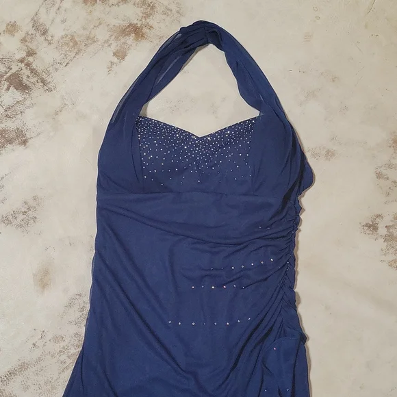 navy blue dress for baby girl LTP0023,Sky Blue Prom Dress with High Slit, Homecoming Dress ,Winter F –  Laylatailor Shop main image 0